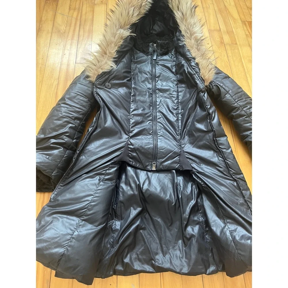 Mackage Black Puffer Coat Fur Hood Zip Front Pockets Warm Winter Womens Medium - Picture 9 of 13